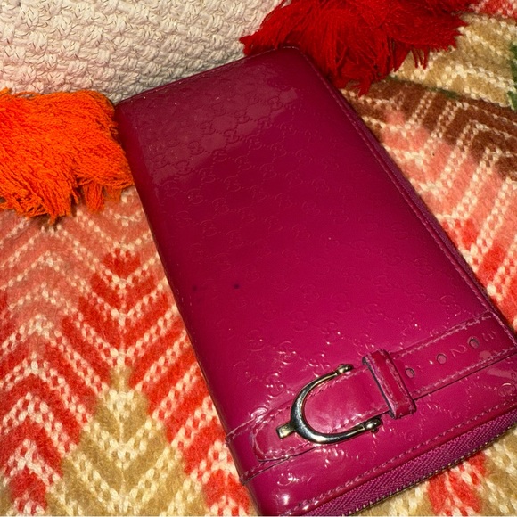 GUCCI Zip Wallet Nice Micro Guccissima Pink Patent Leather - Picture 14 of 15